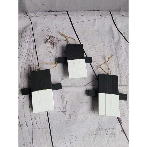 Handmade Lot 3 Wooden Handpainted Snowman Ornaments New Lot 2 - Picture 6 of 6